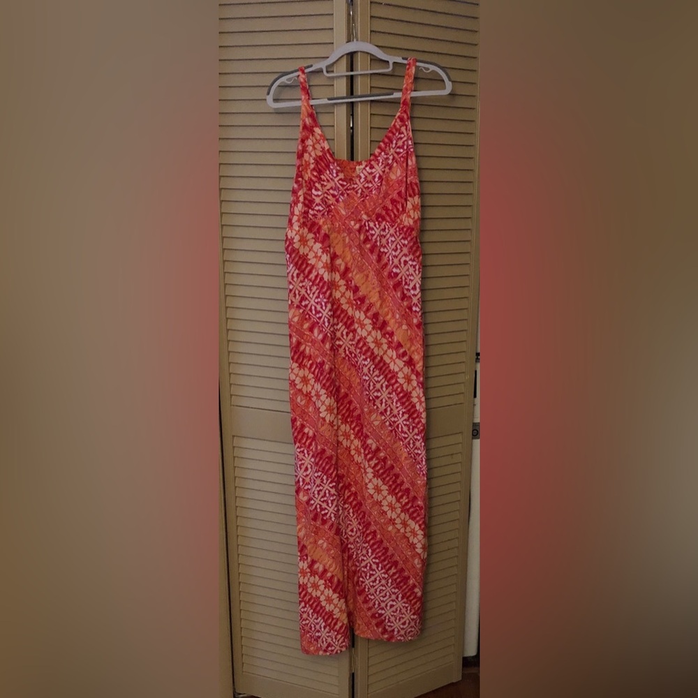 Faded Glory Pink and Orange Printed Maxi Dress